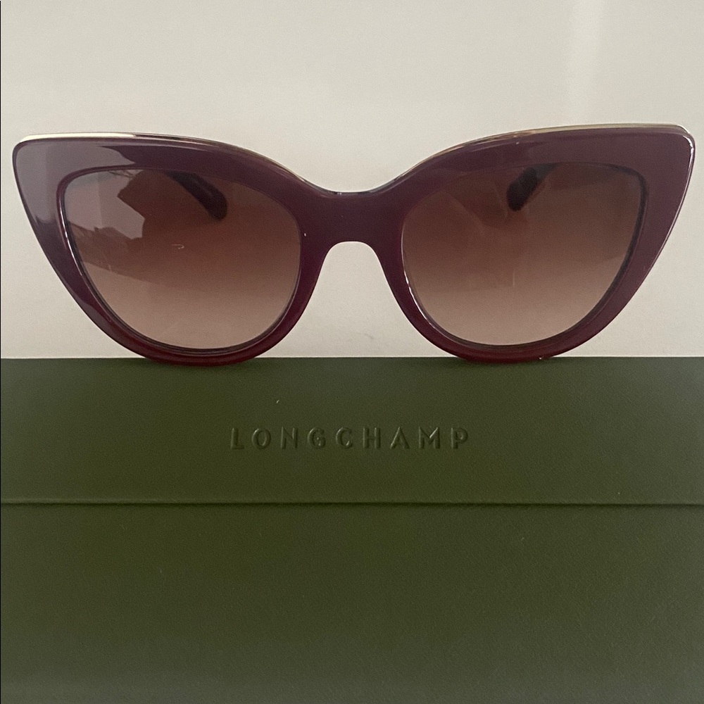 Longchamp Burgundy Cat-Eye Sunglasses with Gradient Lenses